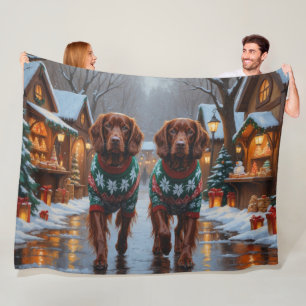Ierse Rode Setter Honden Kerstmis Sneeuw Vakantie Fleece Deken