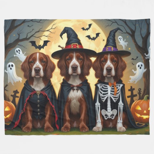 Ierse Rode Setter Honden Pompoen Halloween Grappig Fleece Deken (Voorkant (Horizontaal))