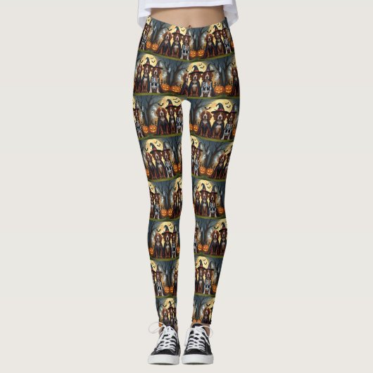 Ierse Rode Setter Honden Pompoen Halloween Grappig Leggings (Voorkant)