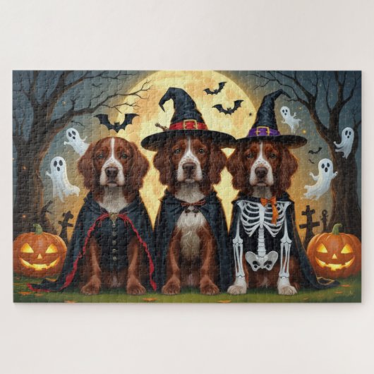 Ierse Rode Setter Honden Pompoen Halloween Grappig Legpuzzel (Horizontaal)
