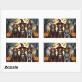 Ierse Rode Setter Honden Pompoen Halloween Grappig Rechthoekige Sticker (Vel)