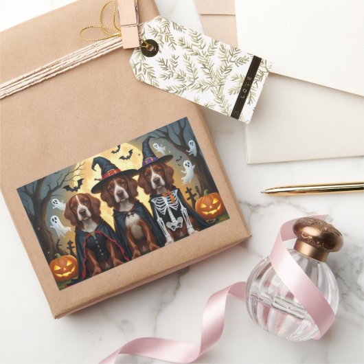 Ierse Rode Setter Honden Pompoen Halloween Grappig Rechthoekige Sticker (Geschenken)