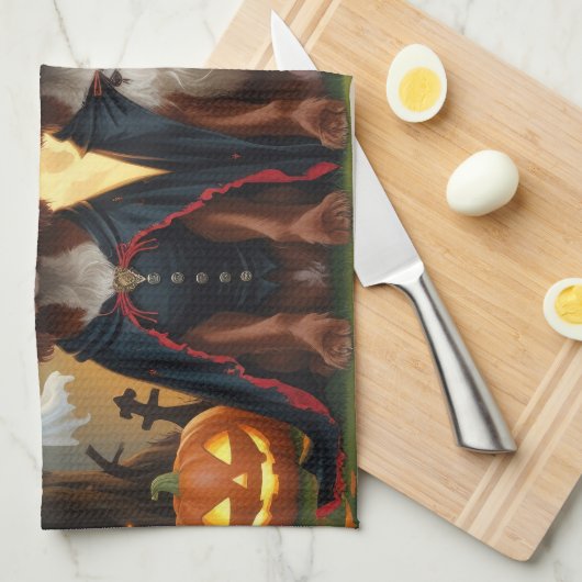 Ierse Rode Setter Honden Pompoen Halloween Grappig Theedoek (Quarter Fold)