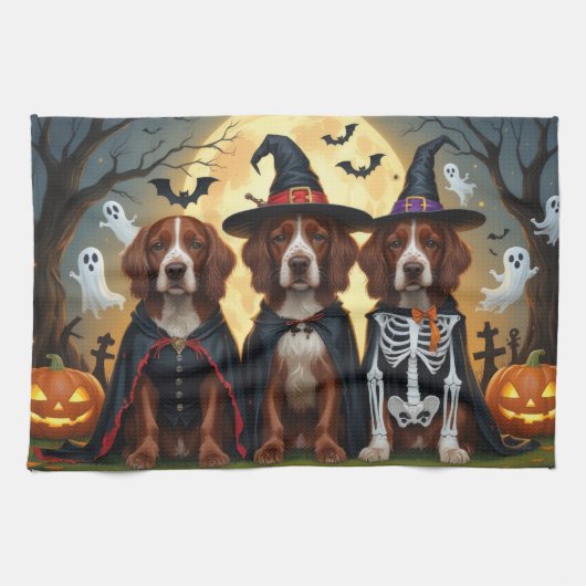 Ierse Rode Setter Honden Pompoen Halloween Grappig Theedoek (Horizontaal)