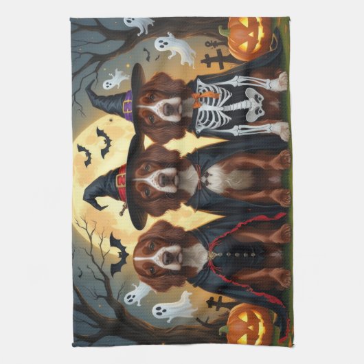 Ierse Rode Setter Honden Pompoen Halloween Grappig Theedoek (Verticaal)