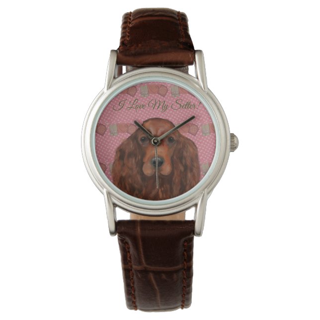 Ierse Rode Setter       Horloge (Voorkant)