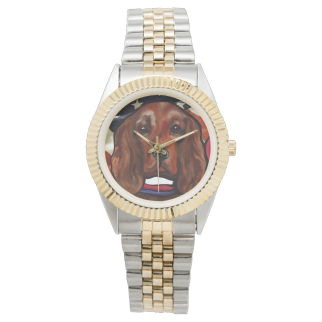 Ierse Rode Setter Horloge (Voorkant)
