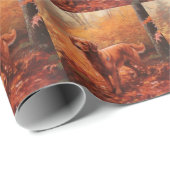 Ierse rode setter in herfst laat Herfst inspireren Cadeaupapier (Rol Hoek)