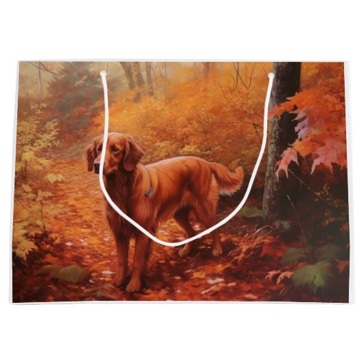 Ierse rode setter in herfst laat Herfst inspireren Groot Cadeauzakje (Voorkant)