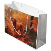 Ierse rode setter in herfst laat Herfst inspireren Groot Cadeauzakje (Achterkant Gekanteld)