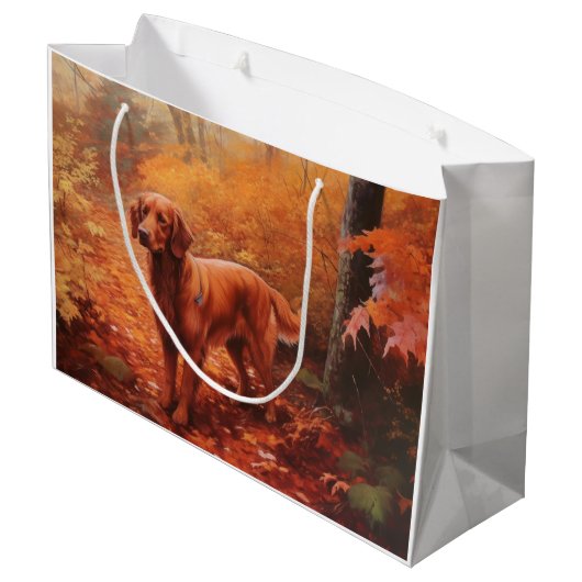 Ierse rode setter in herfst laat Herfst inspireren Groot Cadeauzakje (Achterkant Gekanteld)