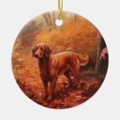 Ierse rode setter in herfst laat Herfst inspireren Keramisch Ornament (Voorkant)