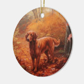 Ierse rode setter in herfst laat Herfst inspireren Keramisch Ornament (Links)