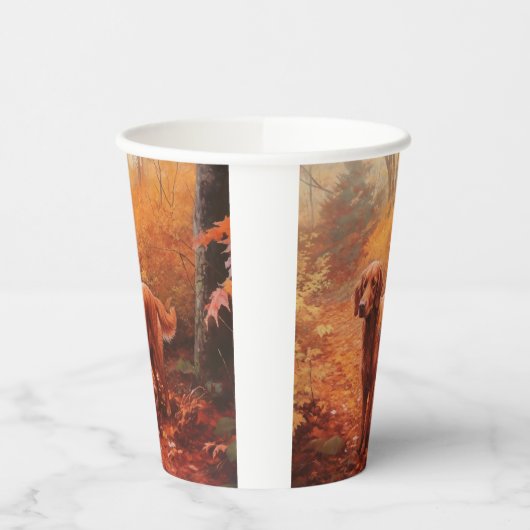 Ierse rode setter in herfst laat Herfst inspireren Papieren Bekers (Links)