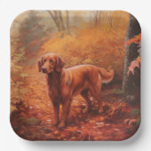 Ierse rode setter in herfst laat Herfst inspireren Papieren Bordje (Voorkant)