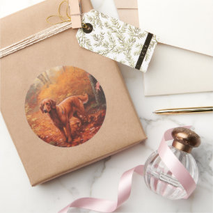 Ierse rode setter in herfst laat Herfst inspireren Ronde Sticker