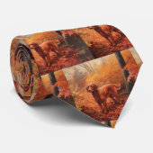 Ierse rode setter in herfst laat Herfst inspireren Stropdas (Opgerold)