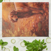 Ierse rode setter in herfst laat Herfst inspireren Theedoek (Gevouwen)