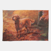 Ierse rode setter in herfst laat Herfst inspireren Theedoek (Horizontaal)