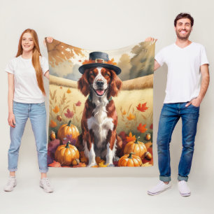 Ierse Rode Setter In Herfstbladeren Thanksgiving K Fleece Deken