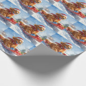 Ierse Rode Setter in Sledge Laat het Sneeuw Kerstm Cadeaupapier (Hoek)