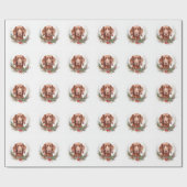 Ierse rode setter kerst krans feestelijke pup cadeaupapier (Vlak)