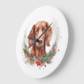 Ierse rode setter kerst krans feestelijke pup grote klok (Hoek)