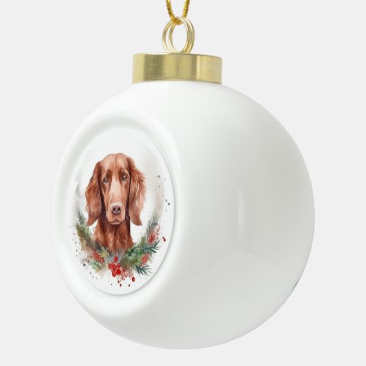 Ierse rode setter kerst krans feestelijke pup keramische bal ornament (Rechts)