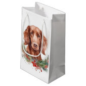 Ierse rode setter kerst krans feestelijke pup klein cadeauzakje (Achterkant Gekanteld)