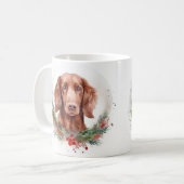 Ierse rode setter kerst krans feestelijke pup koffiemok (Voorkant links)