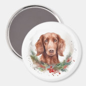 Ierse rode setter kerst krans feestelijke pup magneet (Voorkant / Achterkant)