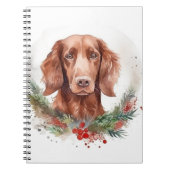 Ierse rode setter kerst krans feestelijke pup notitieboek (Voorkant)