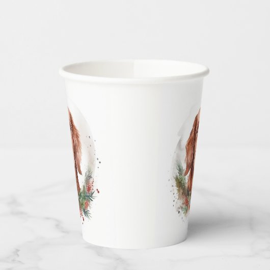 Ierse rode setter kerst krans feestelijke pup papieren bekers (Links)