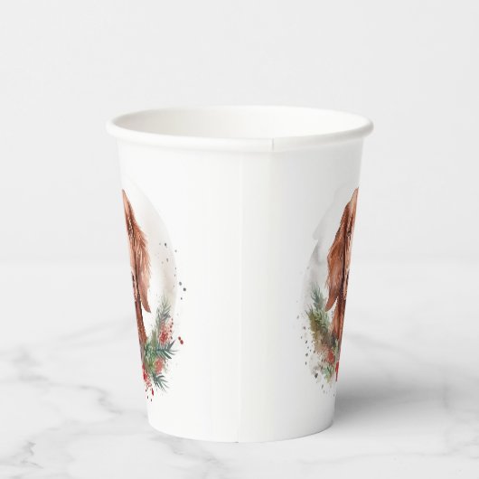 Ierse rode setter kerst krans feestelijke pup papieren bekers (Rechts)