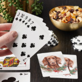 Ierse rode setter kerst krans feestelijke pup pokerkaarten (Insitu)