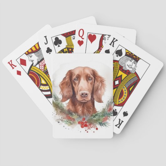 Ierse rode setter kerst krans feestelijke pup pokerkaarten (Achterkant)
