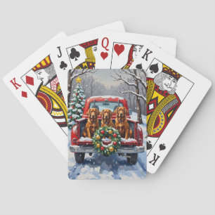 Ierse Rode Setter Kerst Rode Truck Vakantie Pokerkaarten