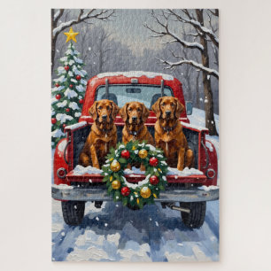 Ierse rode setter kerst rode vrachtwagen vakantie legpuzzel