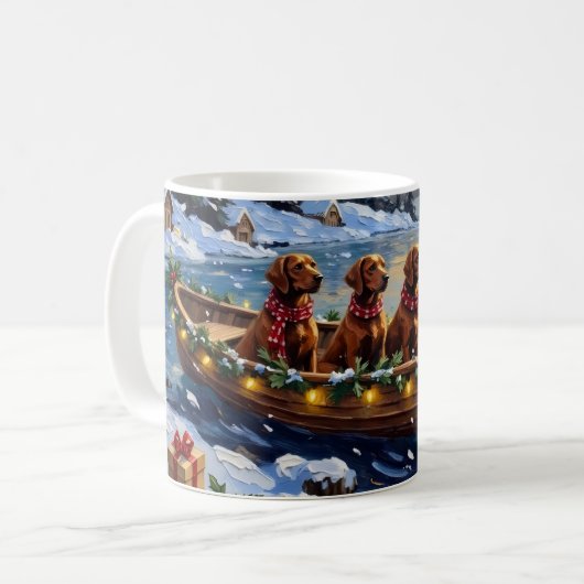 Ierse Rode Setter Kerstboot Vakantie Koffiemok (Voorkant links)