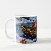 Ierse Rode Setter Kerstboot Vakantie Koffiemok (Links)