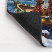 Ierse Rode Setter Kerstboot Vakantie Muismat (Hoek)