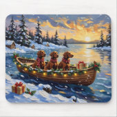 Ierse Rode Setter Kerstboot Vakantie Muismat (Voorkant)