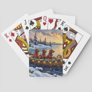 Ierse Rode Setter Kerstboot Vakantie Pokerkaarten