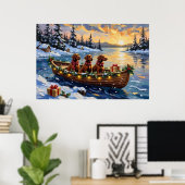 Ierse Rode Setter Kerstboot Vakantie Poster (Thuiskantoor)