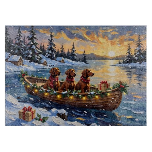 Ierse Rode Setter Kerstboot Vakantie Snijplank (Voorkant)