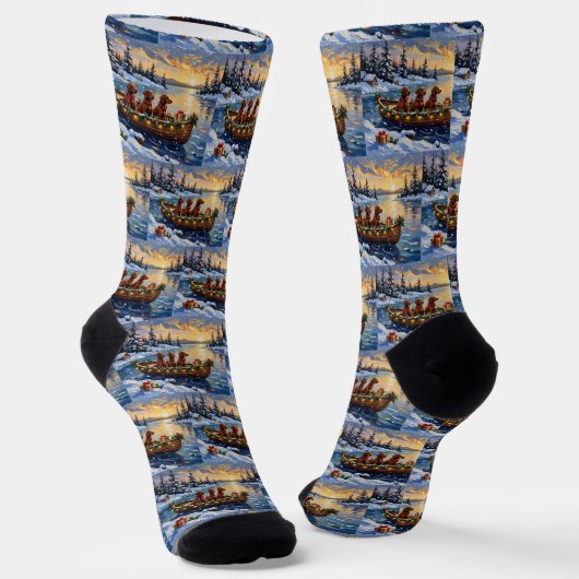 Ierse Rode Setter Kerstboot Vakantie Sokken (Gebogen)