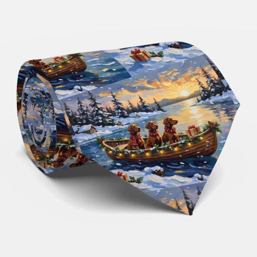 Ierse Rode Setter Kerstboot Vakantie Stropdas (Opgerold)