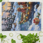 Ierse Rode Setter Kerstboot Vakantie Theedoek (Gevouwen)