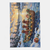 Ierse Rode Setter Kerstboot Vakantie Theedoek (Verticaal)