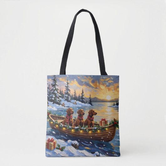 Ierse Rode Setter Kerstboot Vakantie Tote Bag (Voorkant)